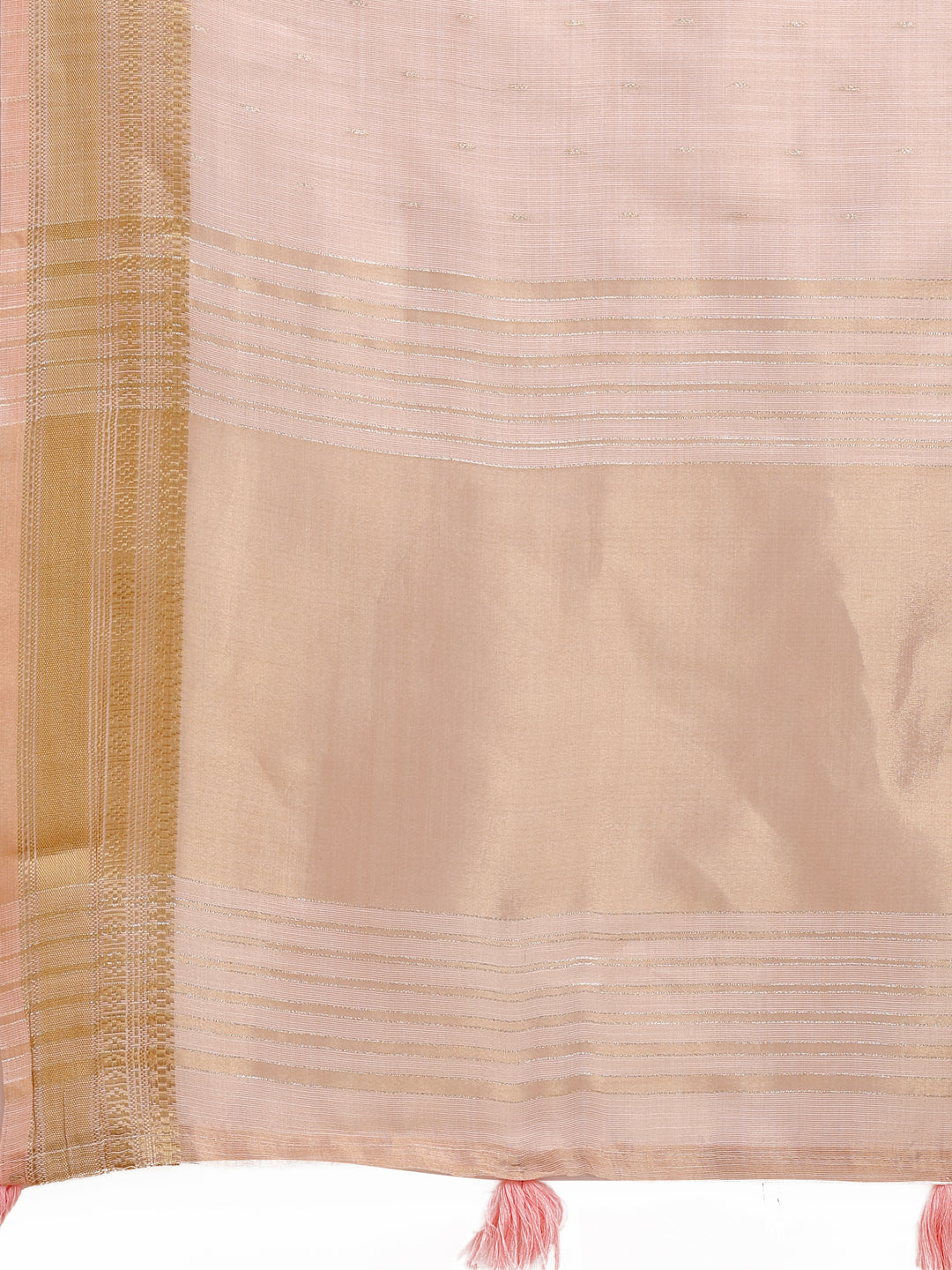 Astita Peach Organza Saree with Zari Border & Tassel Pallu – Lightweight Festive Saree for Women
