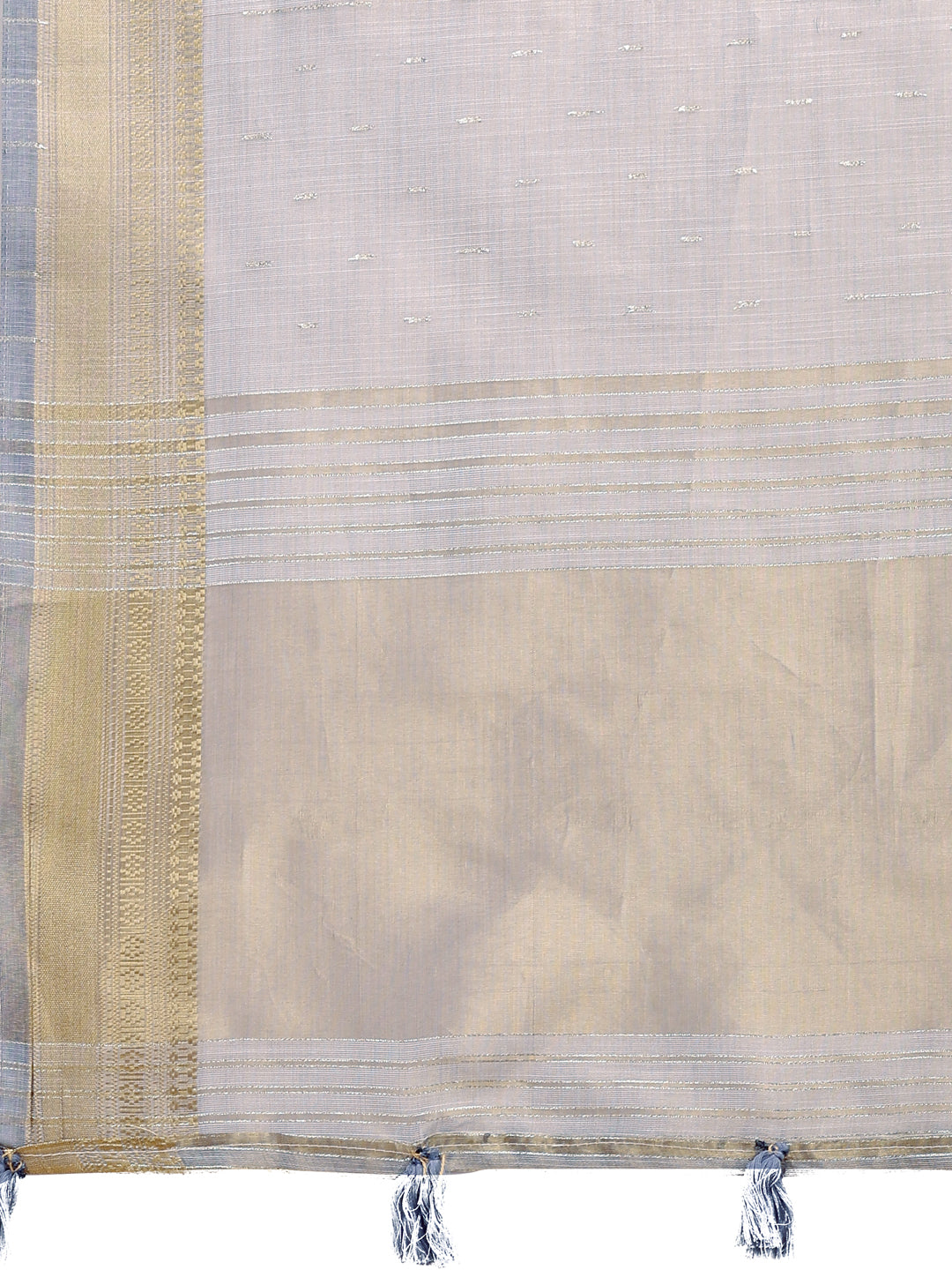 Astita Grey Organza Saree with Zari Border & Tassel Pallu – Lightweight Festive Saree for Women