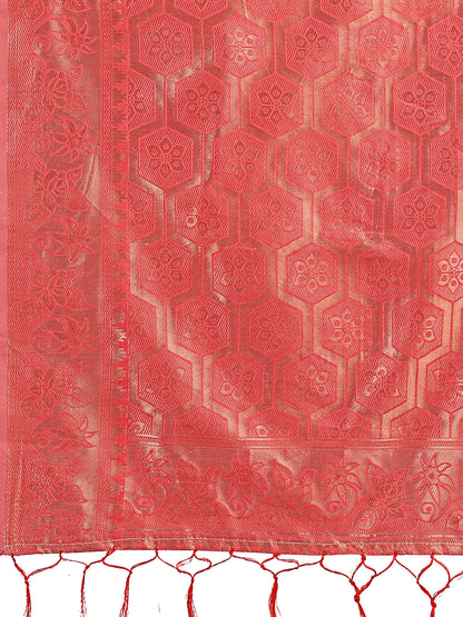 Astita Orange Woven Zari Traditional Linen Cotton Saree with Rich Pallu & Unstitched Blouse – Festive & Wedding Wear Saree