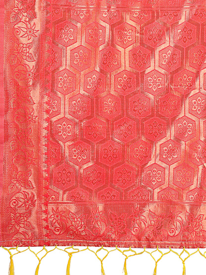 Astita Yellow Woven Zari Traditional Linen Cotton Saree with Rich Pallu & Unstitched Blouse – Festive & Wedding Wear Saree