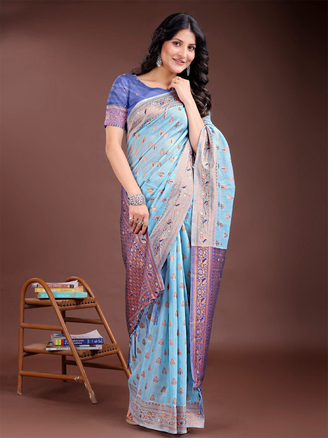 Astita Elegant Sky Blue Cotton Saree with Contrast Pallu – Perfect Blend of Tradition & Comfort