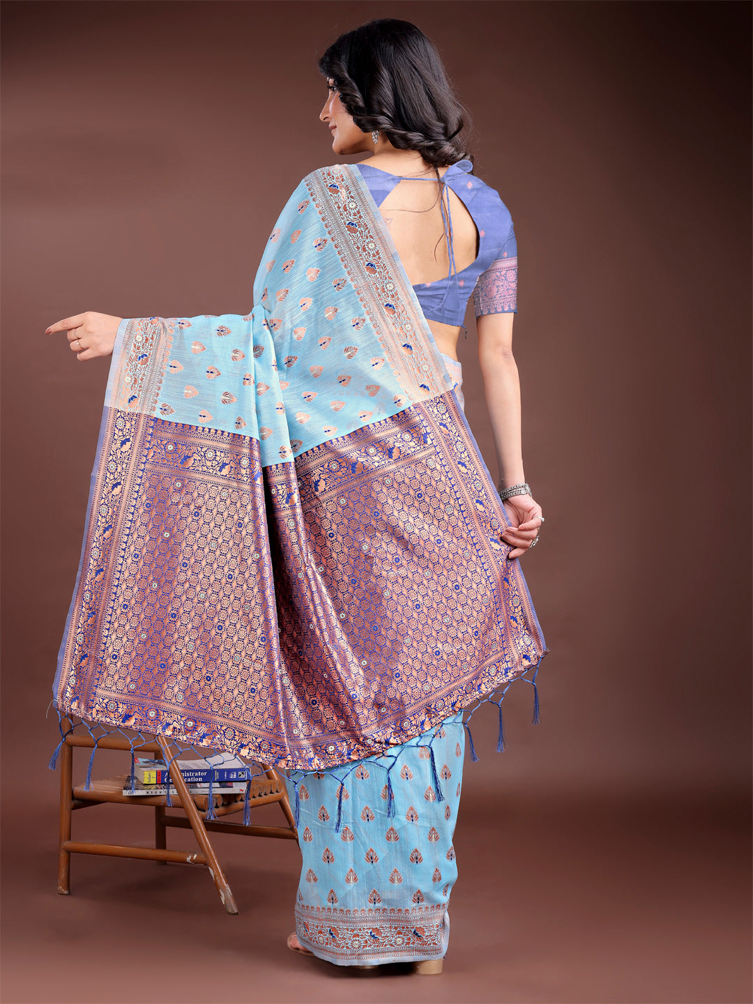 Astita Elegant Sky Blue Cotton Saree with Contrast Pallu – Perfect Blend of Tradition & Comfort