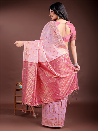 Astita Elegant Pink Cotton Saree with Contrast Pallu – Perfect Blend of Tradition & Comfort