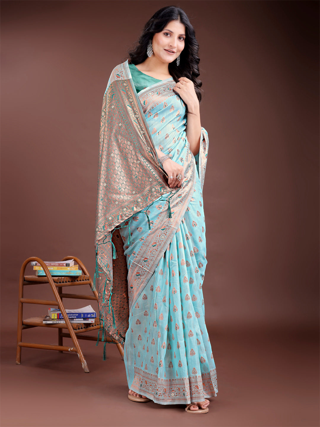 Astita Elegant Sea Green Cotton Saree with Contrast Pallu – Perfect Blend of Tradition & Comfort