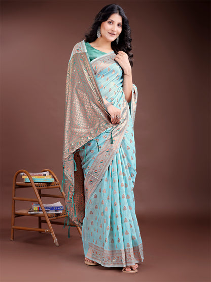 Astita Elegant Sea Green Cotton Saree with Contrast Pallu – Perfect Blend of Tradition & Comfort