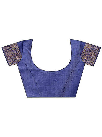 Astita Graceful Cream and Navy Blue Silk Saree – Traditional Elegance with Royal Charm