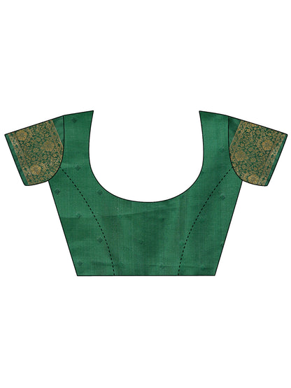 Astita Graceful Cream and Green Silk Saree – Traditional Elegance with Royal Charm