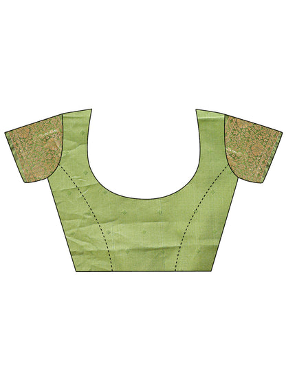 Astita Graceful Cream and Light Green Silk Saree – Traditional Elegance with Royal Charm