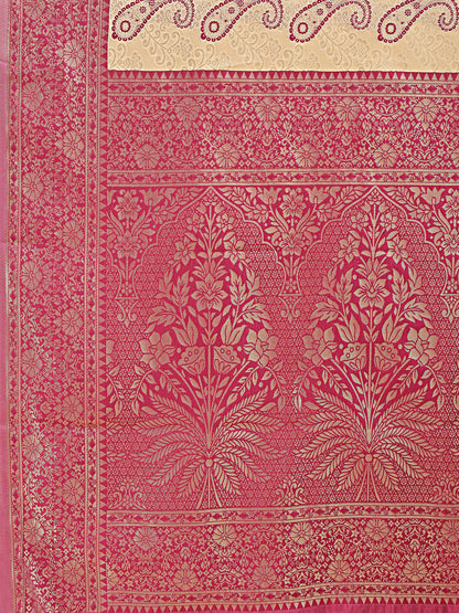 Astita Graceful Cream and Magenta Silk Saree – Traditional Elegance with Royal Charm