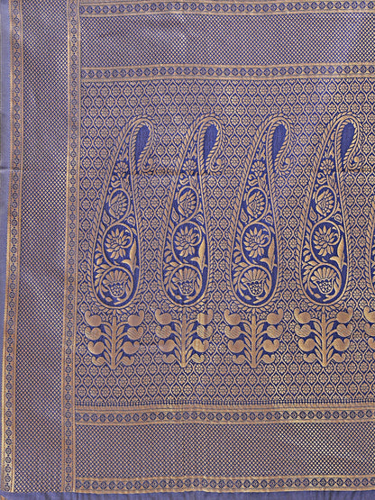 Astita Graceful Cream and Navy Blue Silk Saree – Traditional Elegance with Royal Charm