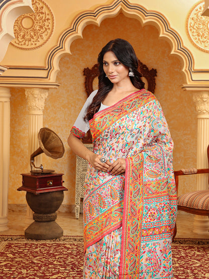 Astita Graceful Woven Linen Cotton Saree with Intricate Traditional Patterns and Tassel Detailing – Lightweight Ethnic Saree for Festive, Office & Everyday Elegant Look