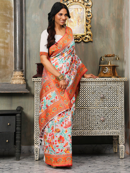 Astita Graceful Woven Linen Cotton Saree with Intricate Traditional Patterns and Tassel Detailing – Lightweight Ethnic Saree for Festive, Office & Everyday Elegant Look