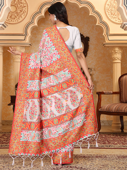 Astita Graceful Woven Linen Cotton Saree with Intricate Traditional Patterns and Tassel Detailing – Lightweight Ethnic Saree for Festive, Office & Everyday Elegant Look