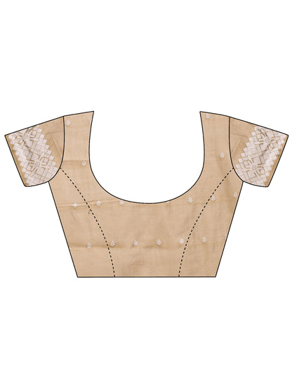 Astita Threads of Tradition: Beige Linen Cotton Saree Woven with Stories of Grace & Heritage