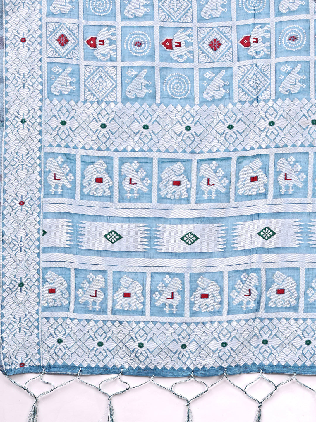 Astita Threads of Tradition: Sky Blue Linen Cotton Saree Woven with Stories of Grace & Heritage