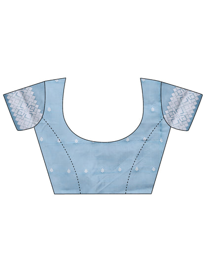 Astita Threads of Tradition: Sky Blue Linen Cotton Saree Woven with Stories of Grace & Heritage