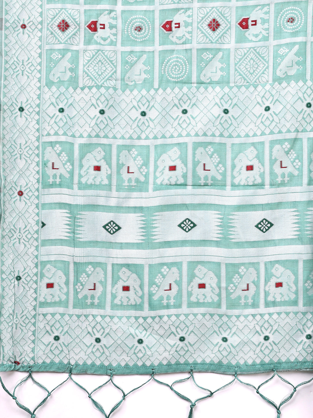 Astita Threads of Tradition: Sea Green Linen Cotton Saree Woven with Stories of Grace & Heritage