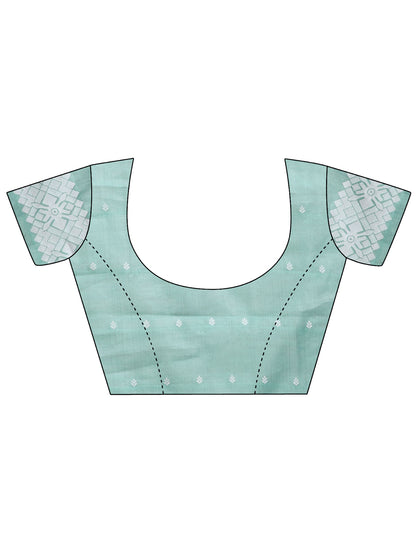 Astita Threads of Tradition: Sea Green Linen Cotton Saree Woven with Stories of Grace & Heritage
