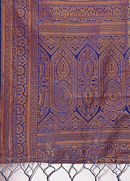 Astita Majestic Red & Sky Blue Silk Saree with Rich Woven Pallu – A Regal Touch for Special Moments