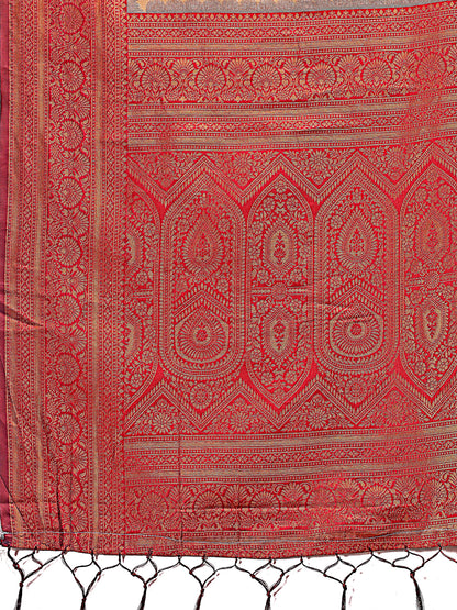 Astita Majestic Red & Cream Silk Saree with Rich Woven Pallu – A Regal Touch for Special Moments
