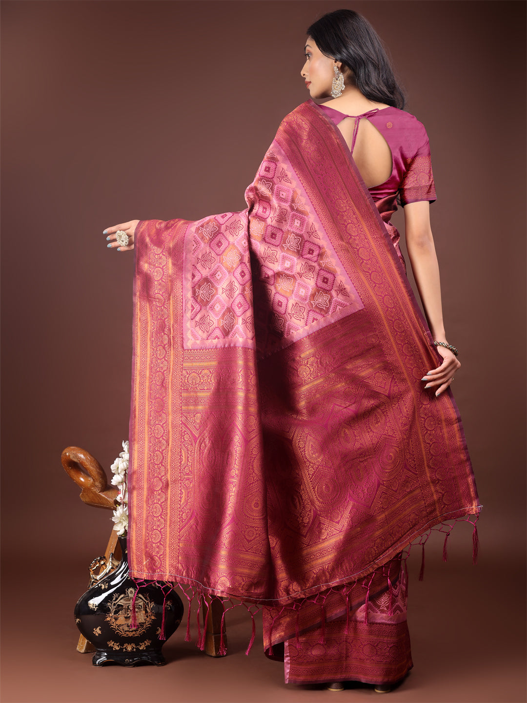Astita Majestic Red & Light Pink Silk Saree with Rich Woven Pallu – A Regal Touch for Special Moments