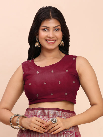 Astita Magenta Banarasi Silk Saree with Rich Zari Weaving Border and Pallu for Wedding and Festive Wear
