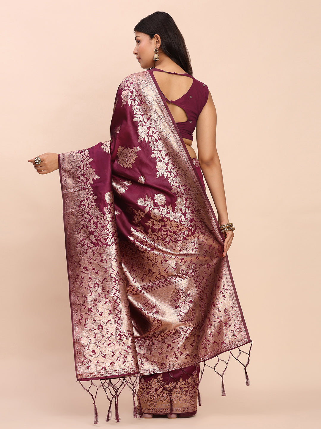 Astita Purple Banarasi Silk Saree with Rich Zari Weaving Border and Pallu for Wedding and Festive Wear