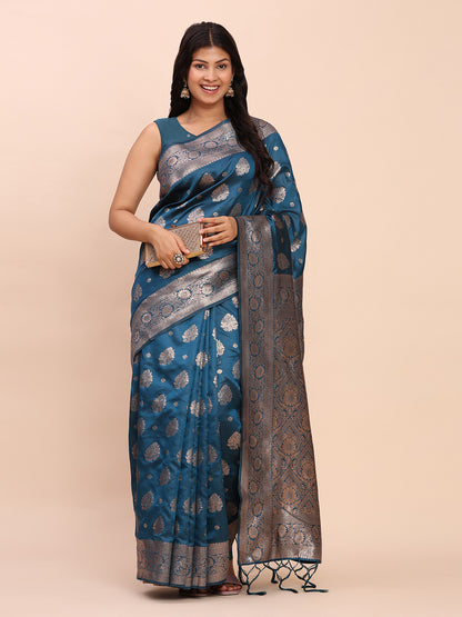 Astita Sea Green Banarasi Silk Saree with Rich Zari Weaving Border and Pallu for Wedding and Festive Wear