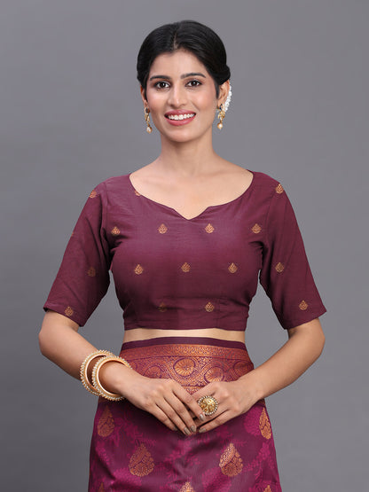 Astita Purple Banarasi Silk Saree with Copper Zari Woven Pallu & Feather Butta – Wedding & Festive Wear