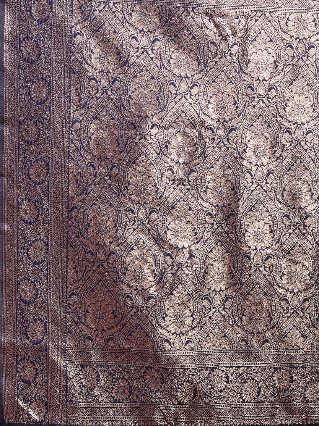 Astita Navy Blue Banarasi Silk Saree with Zari Weaving – A Timeless Tale of Elegance