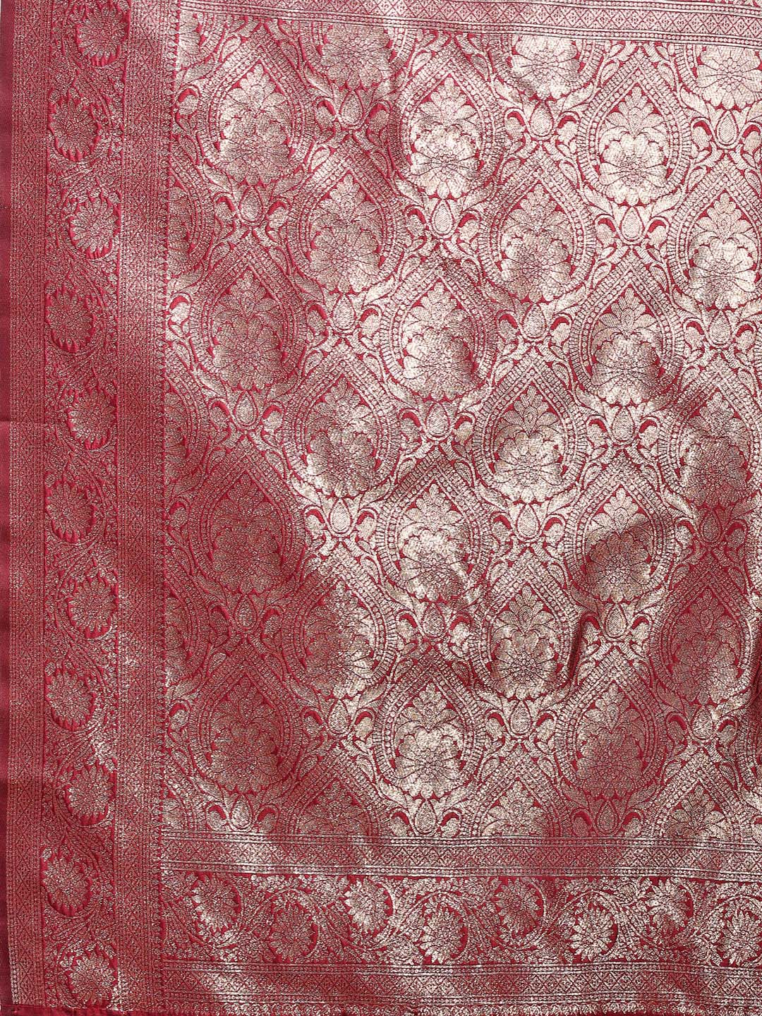 Astita Maroon Banarasi Silk Saree with Zari Weaving – A Timeless Tale of Elegance