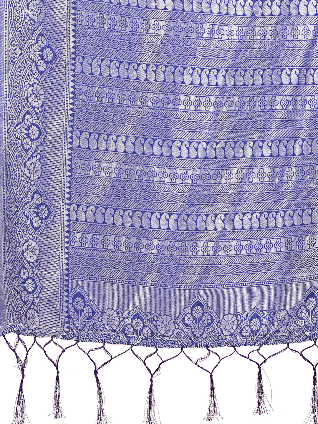 Graceful Light & Dark Sky Blue Silk Saree with Rich Woven Border