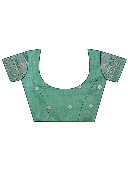 Graceful Light & Dark Light Green Silk Saree with Rich Woven Border & Paisley Pallu