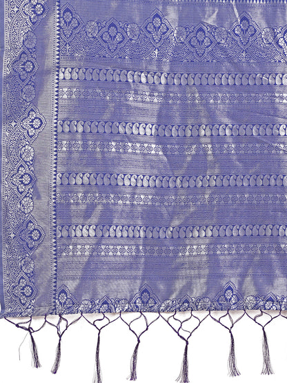 Graceful Light & Dark Teal Silk Saree with Rich Woven Border & Paisley Pallu