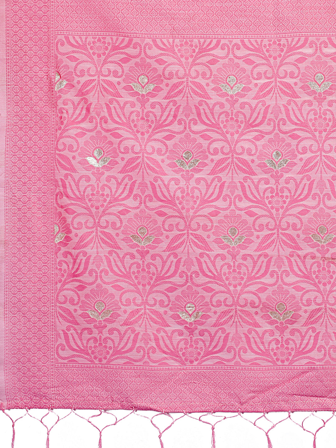 Astita Light Pink Lichi Silk Saree with Floral Weaving & Tassel Pallu – Elegant Festive & Party Wear Saree