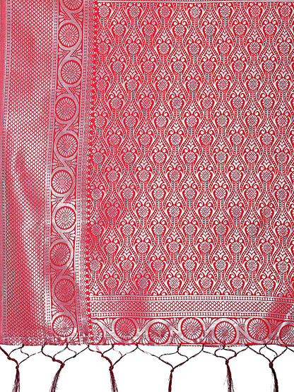 Astita Graceful Orange & Maroon Banarasi Silk Saree with Rich Zari Woven Border – Traditional Elegance for Celebrations