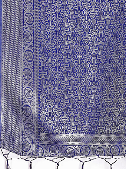 Astita Graceful Sky Blue & Blue Banarasi Silk Saree with Rich Zari Woven Border – Traditional Elegance for Celebrations
