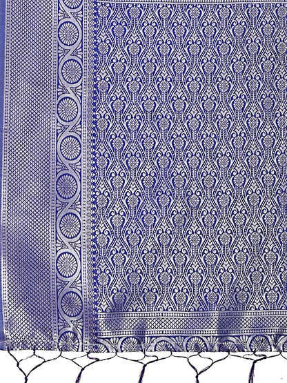 Astita Graceful Teal & Blue Banarasi Silk Saree with Rich Zari Woven Border – Traditional Elegance for Celebrations