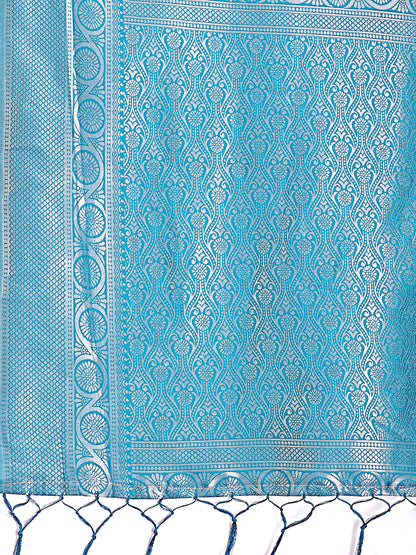 Astita Graceful Yellow & Blue Banarasi Silk Saree with Rich Zari Woven Border – Traditional Elegance for Celebrations