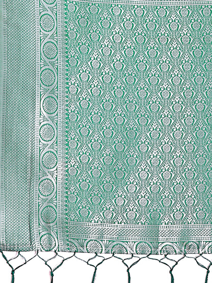 Astita Graceful Light Green & Green Banarasi Silk Saree with Rich Zari Woven Border – Traditional Elegance for Celebrations