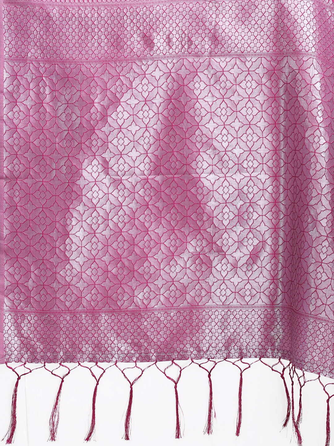 Astita Light Pink & Magenta Lichi Silk Saree with Rich Zari Pallu & Tassels – Soft Festive Wear Saree for Women