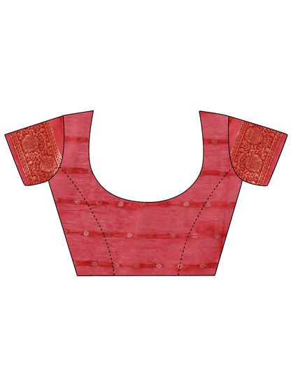 Astita Elegant Maroon Banarasi Cotton Saree with Zari Leaf Motifs and Rich Pallu – Traditional Indian Saree for Festive & Wedding Wear