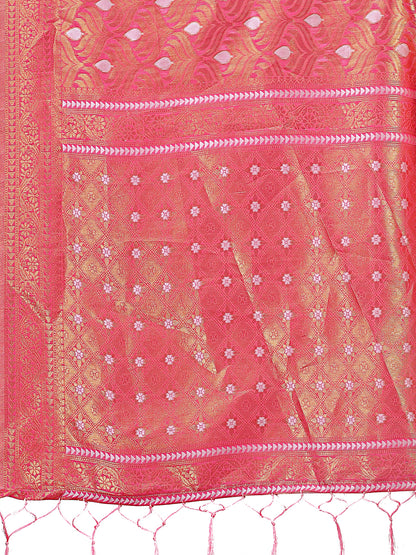 Astita Elegant Pink Linen Saree with Silver Zari Butta & Pallu – Daily Wear | Festive Look | Soft Feel