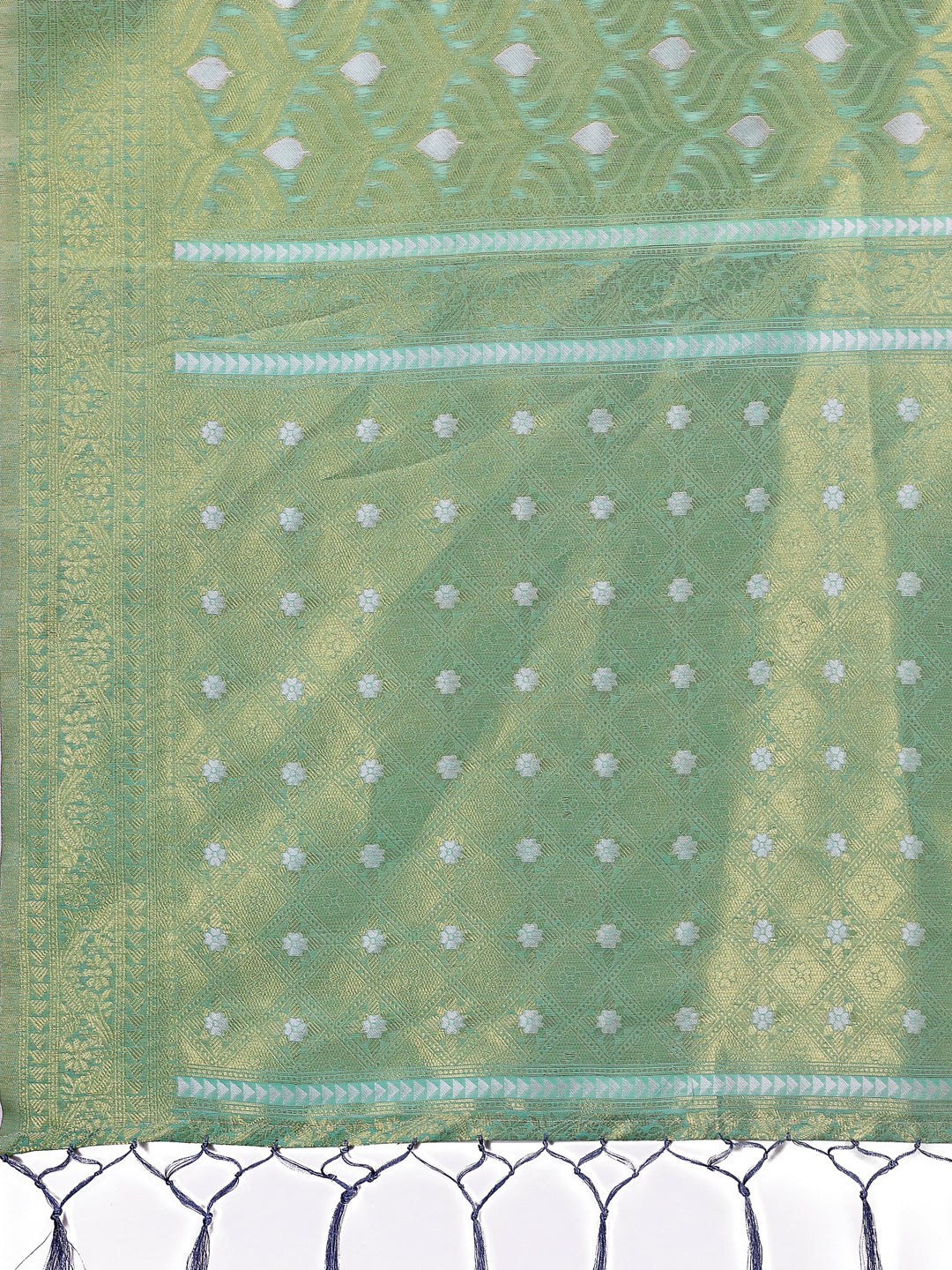 Astita Elegant Teal Linen Saree with Silver Zari Butta & Pallu – Daily Wear | Festive Look | Soft Feel