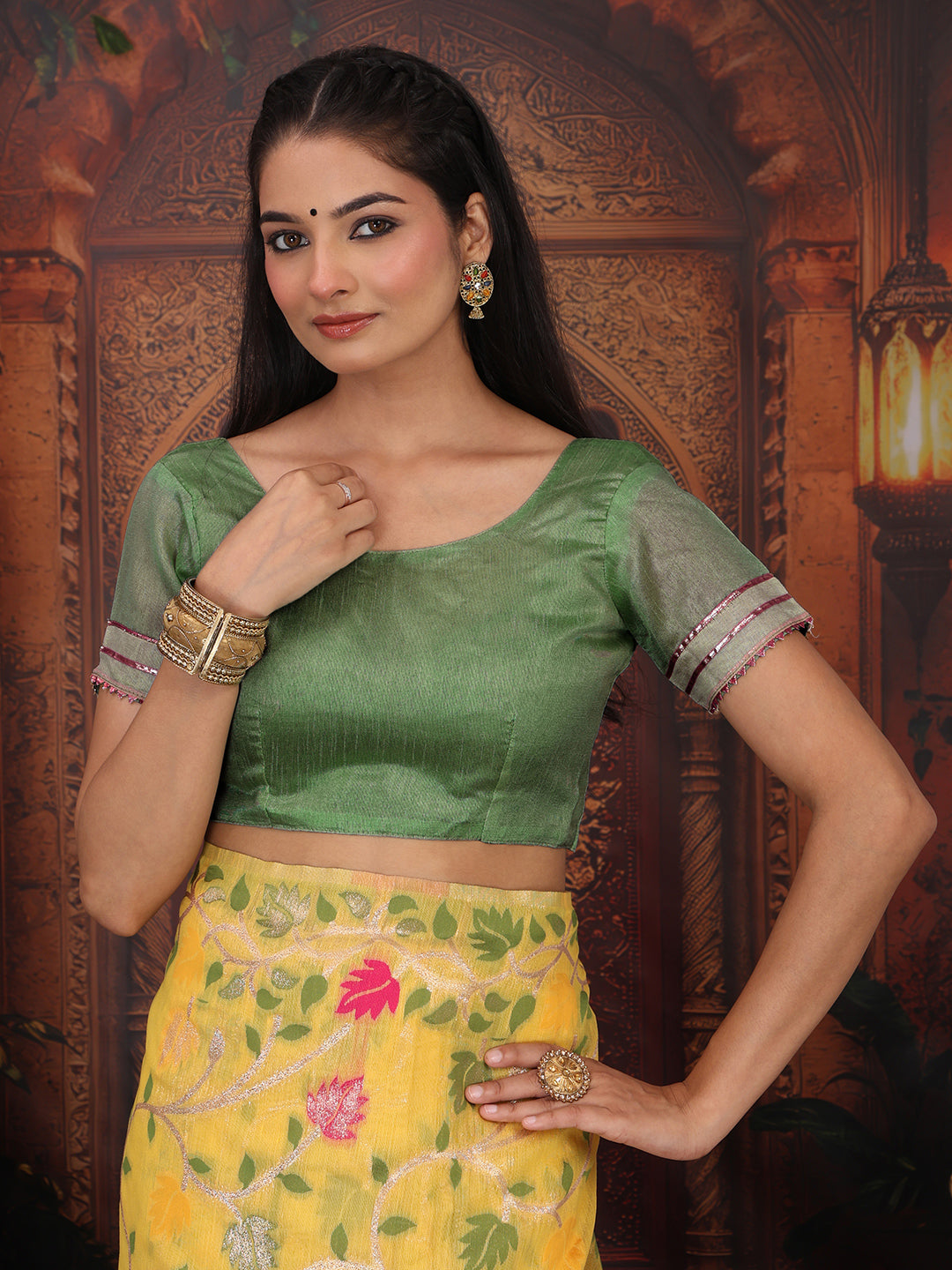 Astita Yellow Floral Linen Cotton Saree with Zari Detailing & Printed Pallu Saree