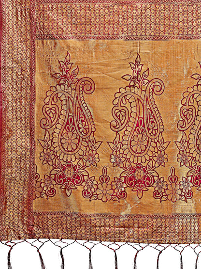 Astita Majestic Magenta Silk Saree with Gold Zari & Floral Design – Perfect for Festive & Traditional Occasions