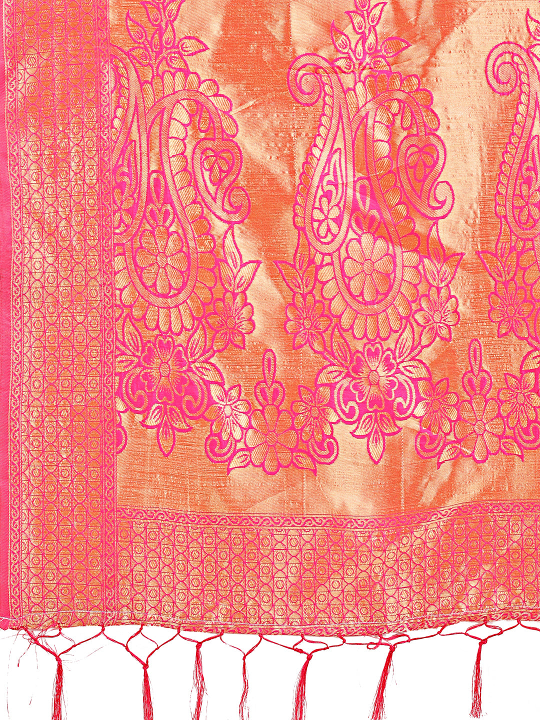 Astita Majestic Pink Silk Saree with Gold Zari & Floral Design – Perfect for Festive & Traditional Occasions