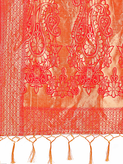 Astita Majestic Red Silk Saree with Gold Zari & Floral Design – Perfect for Festive & Traditional Occasions