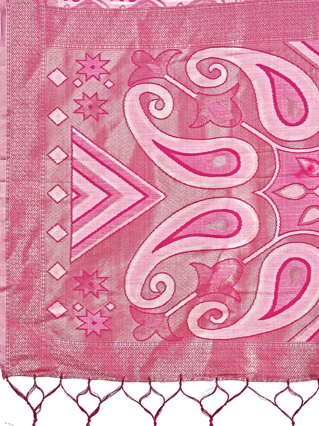 Astita Grace in Every Thread: Pink Patola Linen Cotton Saree Woven with Cultural Elegance