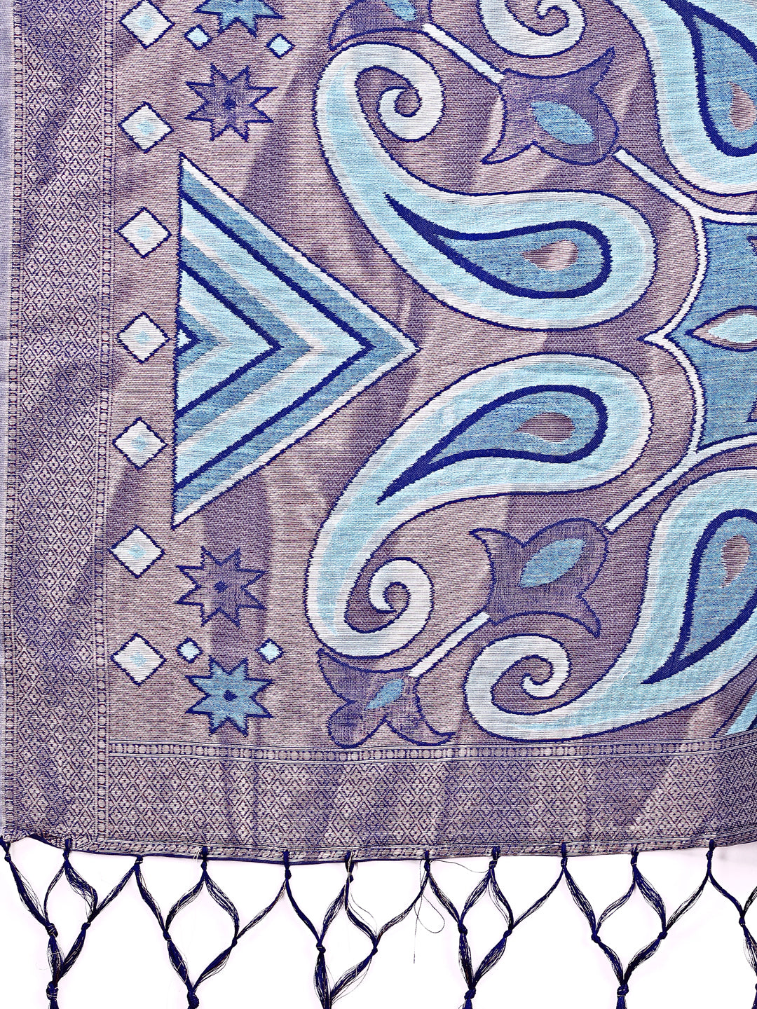 Astita Grace in Every Thread: Sky Blue Patola Linen Cotton Saree Woven with Cultural Elegance